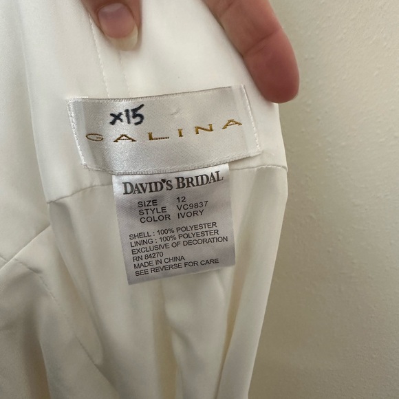 DAVIDS BRIDAL X GALINA VC9837 Beaded Wedding Dress - Picture 8 of 11